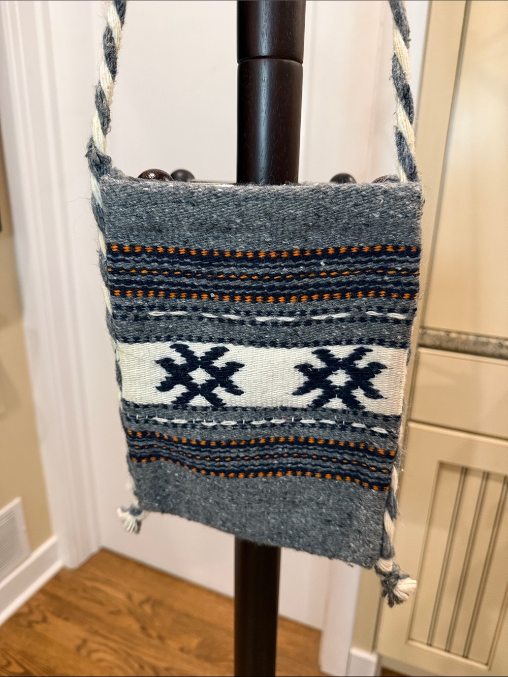 Handloom Woven Crossbody Bag in Gray and Ivory
